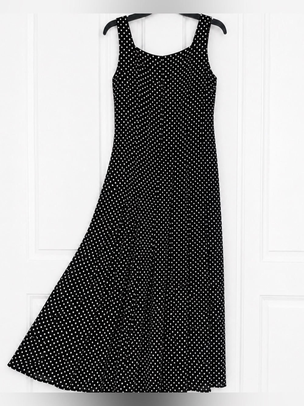 Jessica Howard Classic Black Polkadot Pleated Lined Dress, Size 8